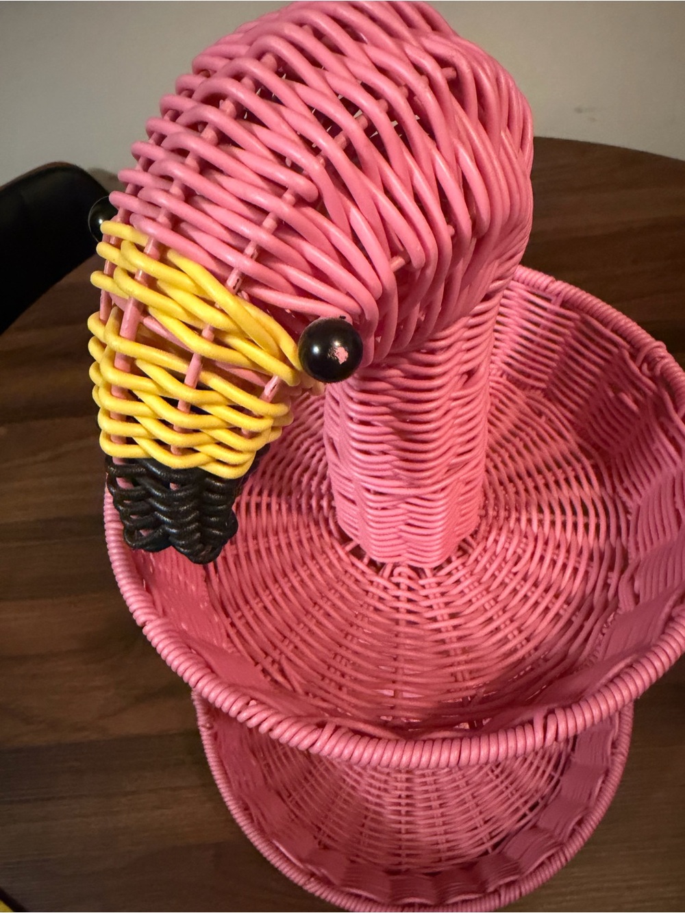 Charming Pink Flamingo Wicker Two-Tier Basket - Picture 14 of 16